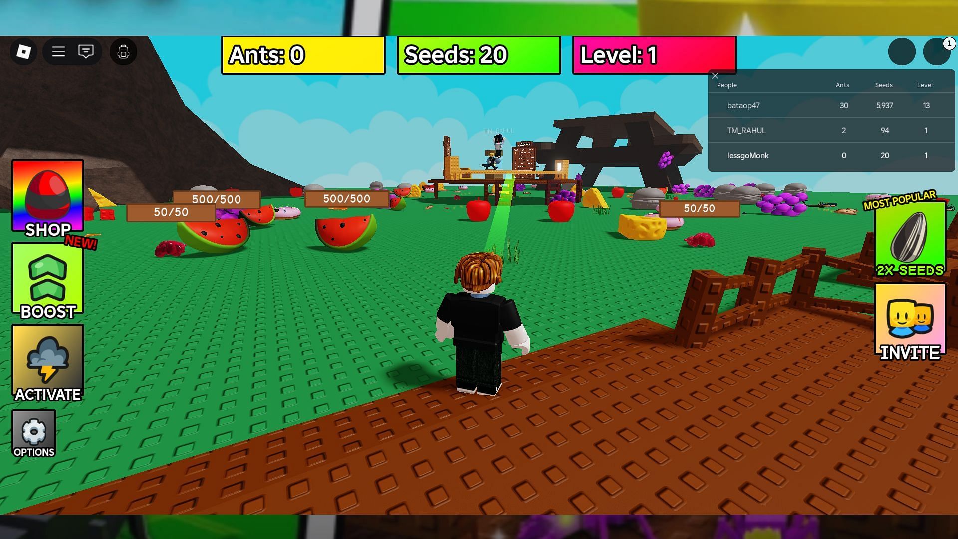 Follow the instructions to buy your first basic ant (Image via Roblox)